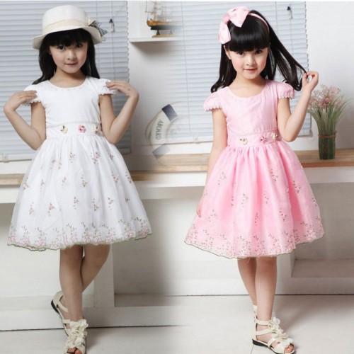 2013新夏款韓版女兒童裝泡泡袖公主裙繡花連衣裙A字裙子雙十一