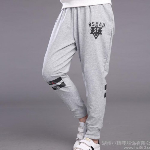 2017春款童裝男針織運動褲男童大童純棉休閑褲春款橫條印花休閑褲