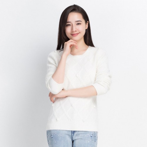 solely 茜歐莉圓領(lǐng)加厚羊絨衫女士 15年秋冬新款提花針織打底羊毛衫 毛衣外套 974501XSHL