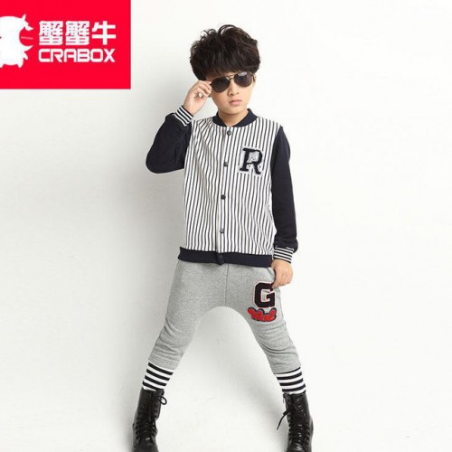 秋款兒童條紋棒球服2014新款韓版童裝男女童套裝兒童套裝潮