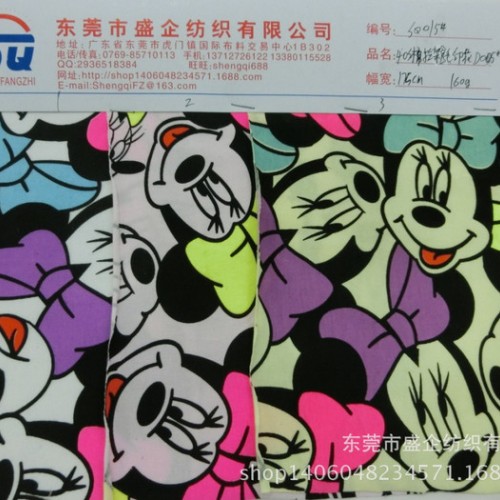 SQ019#直銷**新款米奇針織卡通印花布 童裝服裝面料
