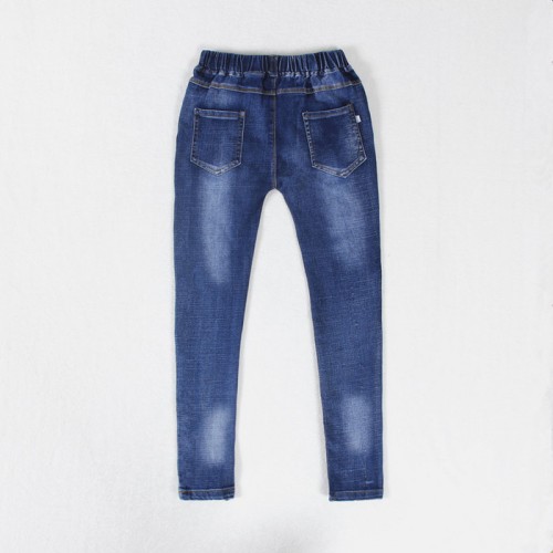 女童牛仔褲2018春季新款女童寶寶牛仔褲中大童純色掛件牛仔褲