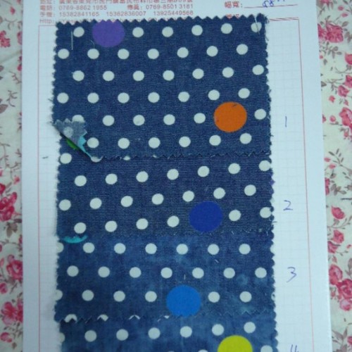 全棉牛仔面料 牛仔布料 圓點印花牛仔布料 印花女裝牛仔布料