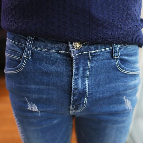 直銷秋裝男士韓版修身棉彈牛仔布小腳褲男式牛仔褲休閑