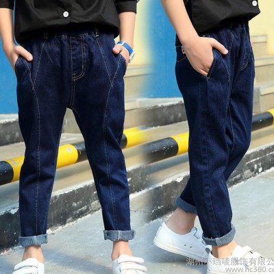 2017兒童時尚牛仔單褲 韓版新款童裝男童兒童休閑牛仔褲 時尚