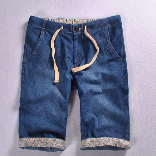 外貿大碼牛仔短褲 抽繩系帶款 夏季薄款精梳棉休閑牛仔短褲