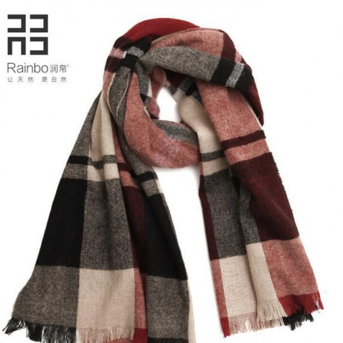 潤帛 時(shí)尚蓬松款 秋冬季優(yōu)雅格子羊毛圍巾保暖歐美超長披肩兩用