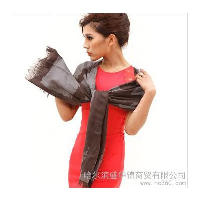 供應依維依芙男女通用網格絹絲羊絨印花披肩圍巾