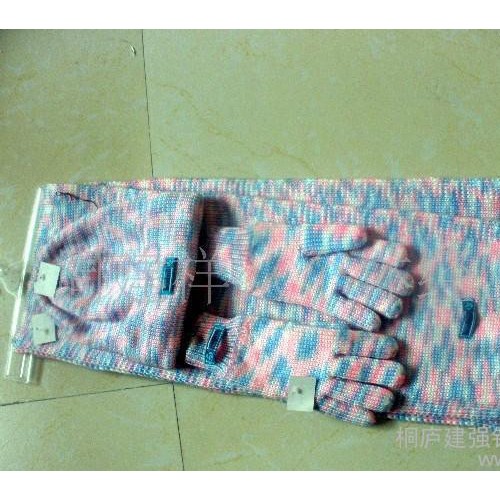 段染毛線時尚手套帽子圍巾三件套