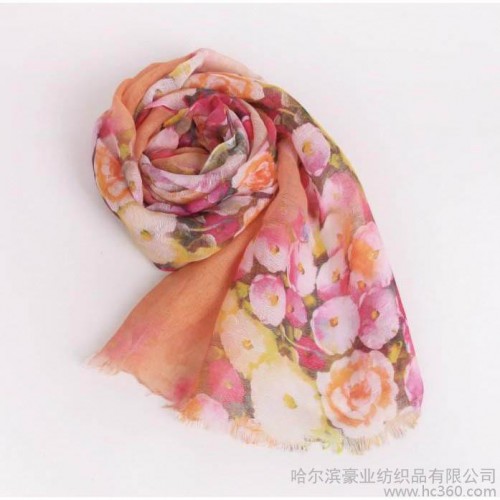 麥瑞琳 亞麻噴繪 圍巾 健康 舒適