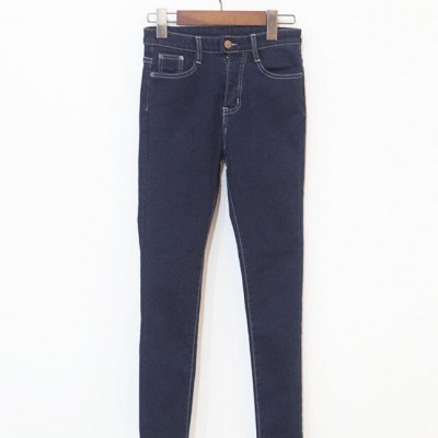 女式牛仔褲,2014秋冬新款黃崢韓版顯瘦緊身加厚抓絨牛仔褲小腳褲絚