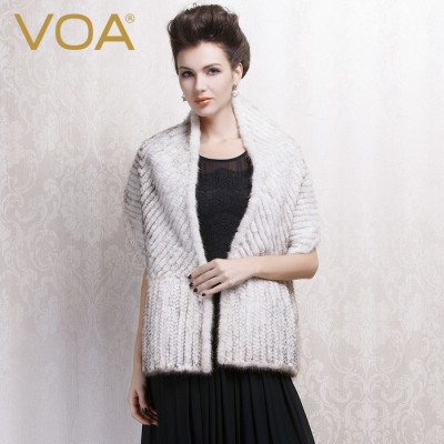 VOA 冬裝新款水貂皮草圍巾女 歐美高端貂皮裘皮披肩保暖P917