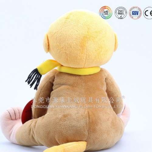 卡通坐姿毛絨玩具** 眼鏡猴公仔 毛線圍巾**玩具 ICTI