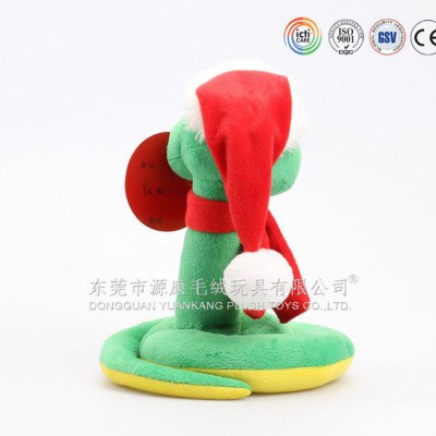 圣誕毛絨玩具蛇 圣誕帽子圍巾蛇公仔 卡通毛絨爬行蛇定制廠商