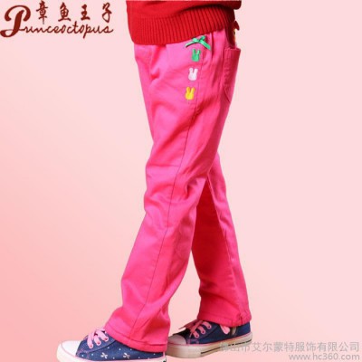 章魚王子2014冬款休閑女童冬褲加厚絨褲三只小熊兒童棉褲加肥加