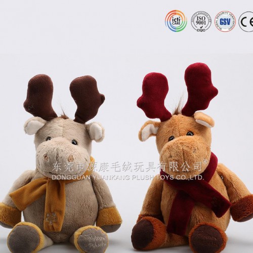 毛絨玩具圣誕鹿 毛絨訓鹿 圣誕節毛絨鹿子 圍巾毛絨鹿子定制工