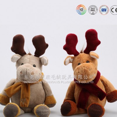 毛絨玩具圣誕鹿 毛絨訓鹿 圣誕節毛絨鹿子 圍巾毛絨鹿子定制工