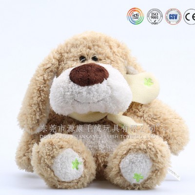 東莞專業訂做坐姿20CM長毛絨毛絨帶圍巾小狗 OEM定制貴賓