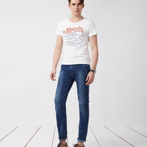 2015 款青少年流行男裝歐美街頭韓版修身小腳長牛仔褲