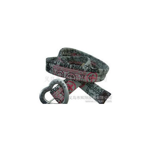 新款女士時尚牛仔休閑腰帶 心形扣頭印花腰帶