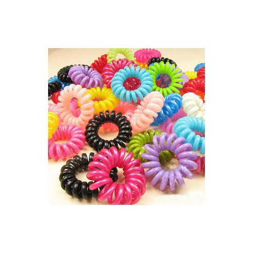 韓國發飾發圈透明彈力熱賣電話線發繩糖果色扎頭繩皮筋頭花頭飾品 糖果色電話線發圈