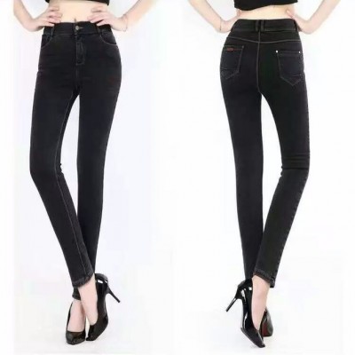 16年冬季新款牛仔加絨女士韓版修身鉛筆牛仔褲保暖加厚加絨外貿chfs1314成都品牌折扣女裝批發貨源