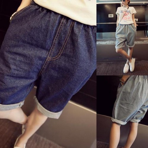 2014夏裝新款女裝水洗牛仔五分褲休閑哈倫中褲