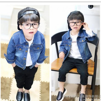 米鼠店2016春季男童牛仔外套兒童夾克外套織里童裝城四季