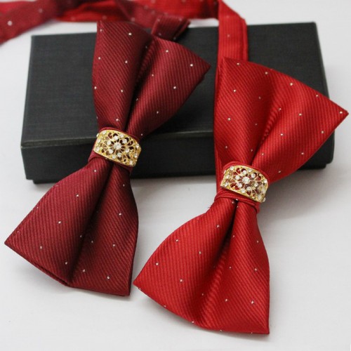 2016年新款男士女士紅色領結新郎伴郎結兄第團鑲鉆領結蝴蝶結新款