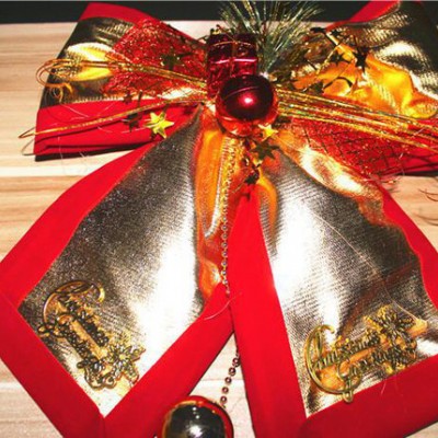 大號亮布蝴蝶結 金色紅邊加厚領結 圣誕節裝飾掛飾用品SD-1