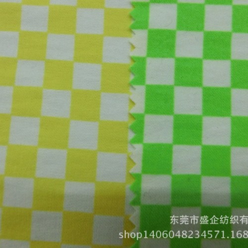 SQ019#    直銷黑白格棋盤格印花全棉彈力貢緞活性印花