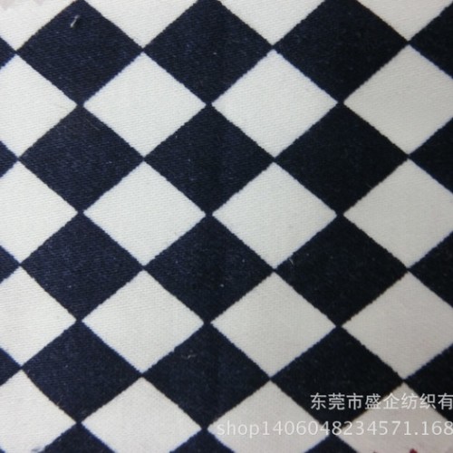 SQ019#直銷菱形格棋盤格印花全棉彈力貢緞活性印花布