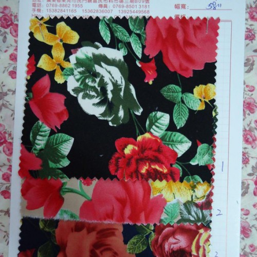 印花布 印花面料 緞紋彈力印花布 彈力直貢緞紋布