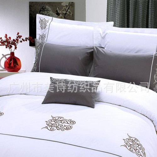 直銷(xiāo) 純棉貢緞七件套 五星級(jí) 酒店布草 噴氣床品套件定制