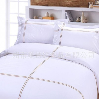 直銷(xiāo) 酒店 純棉貢緞四件套 枕套 酒店布草 床上用品 可定制