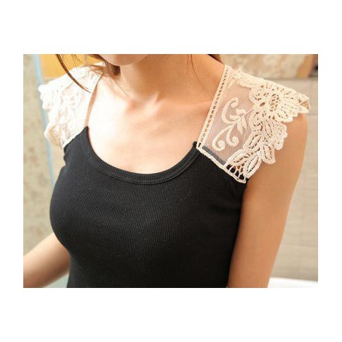 新款韓版女士鉤花鏤空吊帶小背心 氣質(zhì)修身紗網(wǎng)花邊肩帶打底背心