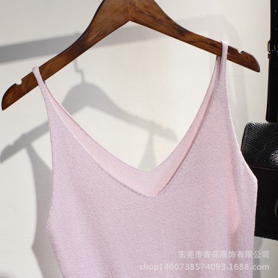 香花針織吊帶衫薄款淘工廠加工定制女式吊帶打底衫貼牌加工