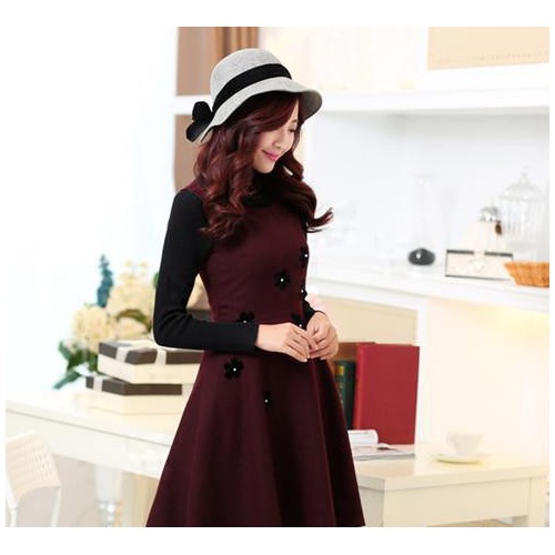 毛呢背心連衣裙,無袖背心連衣裙,毛呢連衣裙,韓版修身連衣裙,大碼b