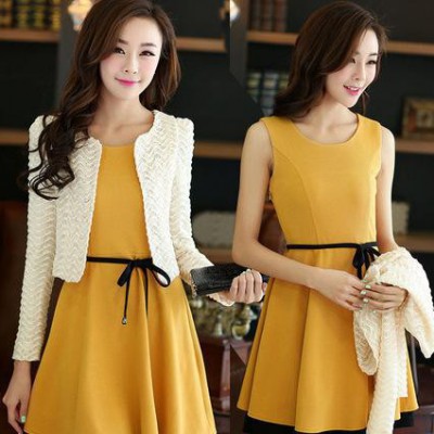 大碼女裝,兩件套連衣裙,韓版背心裙,韓版修身背心裙,修身背心裙,2