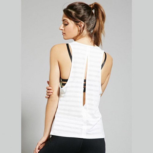 運動罩衫女速干健身瑜伽女寬松無袖背心透氣排汗純色新款網紗外貿