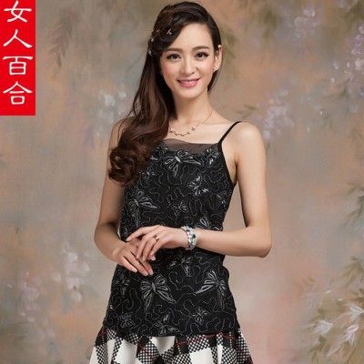 供應實拍D73女式打底衫批發韓國春季新款女裝短款短款蕾絲吊帶背心