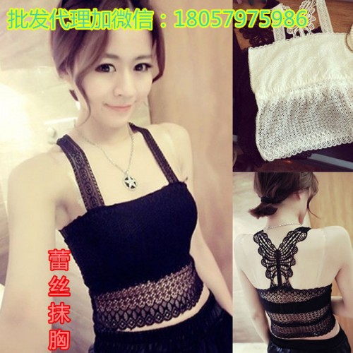 2015夏款SIS蕾絲內衣 蝴蝶吊帶背心 抹胸 裹胸 打底內衣 百搭款式 蕾絲內衣廠家批發