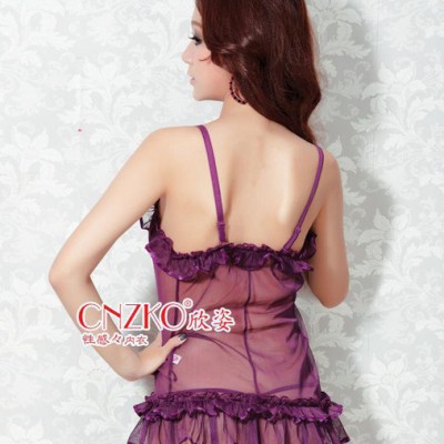 透視 性感前系帶超短睡裙A236 輕柔誘惑吊帶女士內衣家居服睡衣