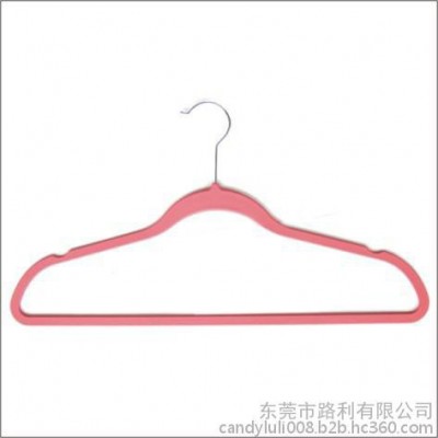 東莞廠家銷售45cm吊帶位植絨衣架　防滑衣架　酒店服裝店撐衣架