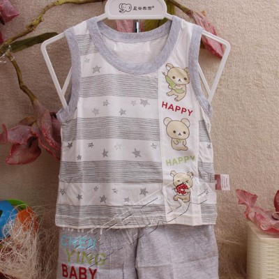 特價(jià) 竹纖維嬰兒背心套裝 童套裝C2509  深圳2015夏