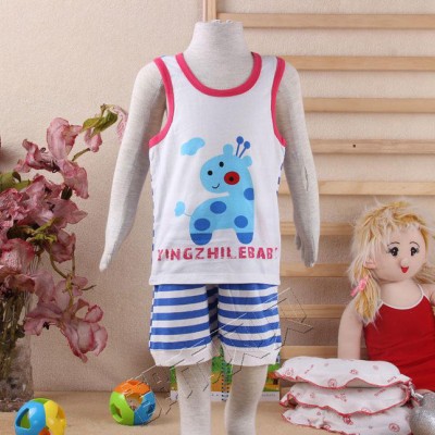 專(zhuān)柜** 夏季小鹿背心童套裝純棉上衣+短褲二件套YT8008