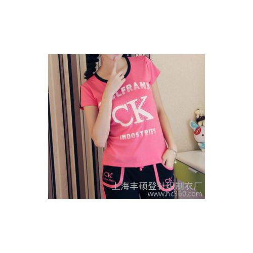 可愛無袖家居服背心短褲CK字母印花睡衣套裝 D15661