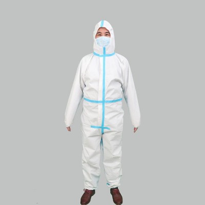 成人一次性防護服連體帶帽透氣膜一次性隔離衣/防護服PP+PE無紡布