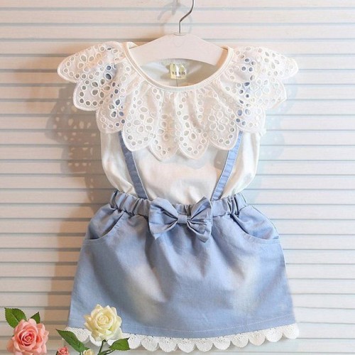 小辣妞2015夏新短袖T恤上衣牛仔背心裙假兩件套連身裙子 代