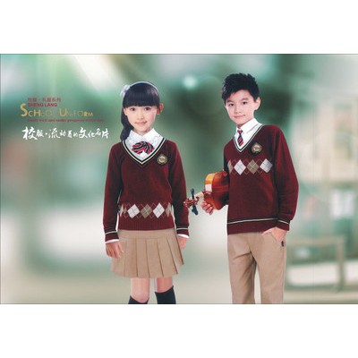 圣浪服飾春秋季校服長袖襯衣毛線背心套裝訂做